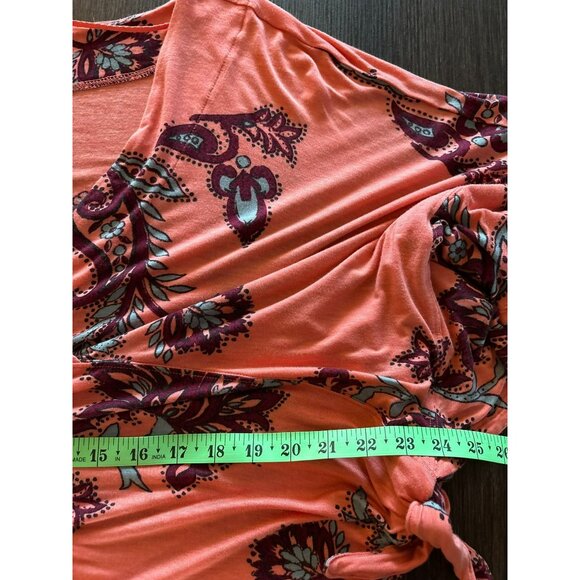 Free People Maui Wowie Floral Print Tie Sides Boho Top With V-Neck & Flowy Sleev - Picture 8 of 8